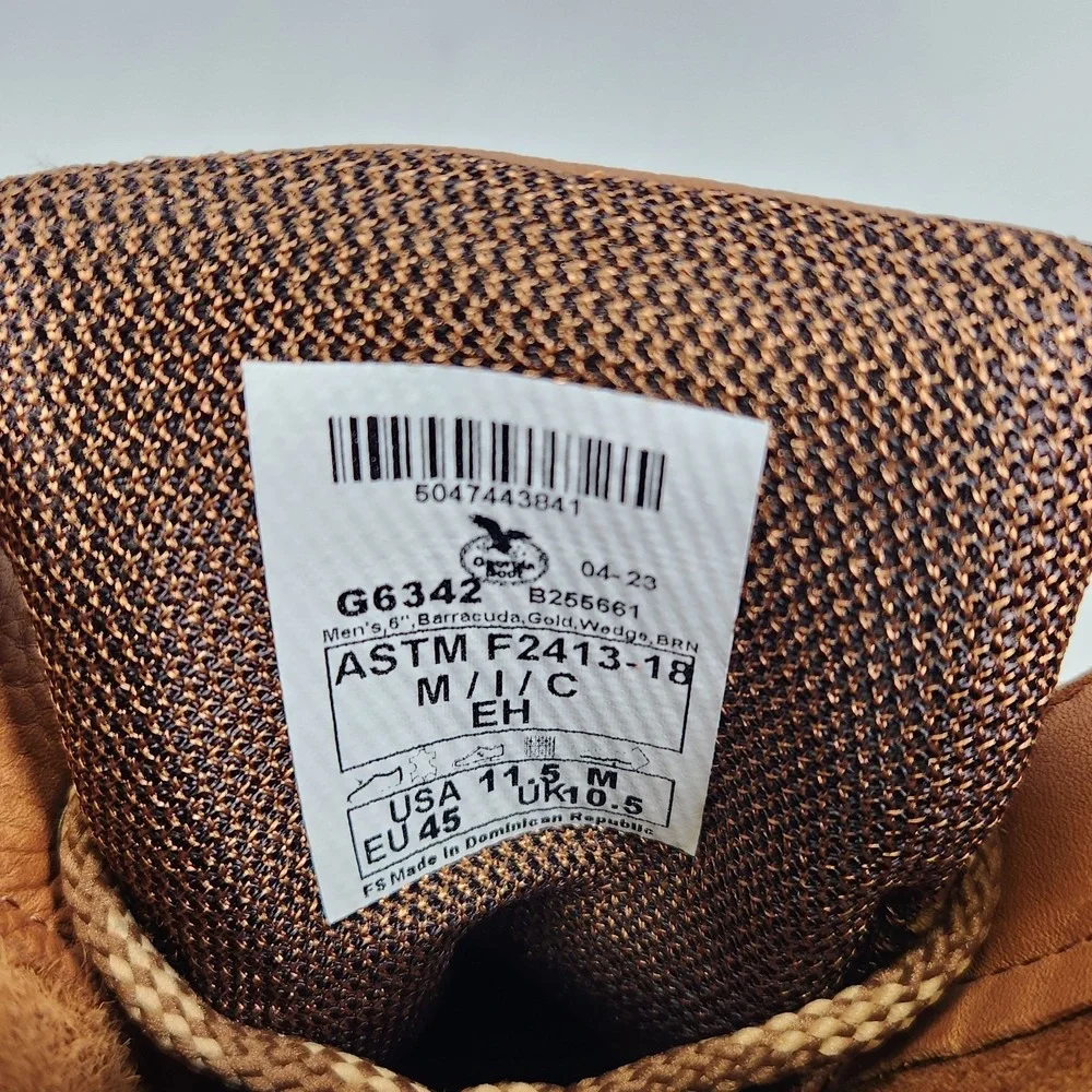 Georgia Boot Work Boot Mens Size 11.5 Barracuda Gold Steel Toe Wedge Leather